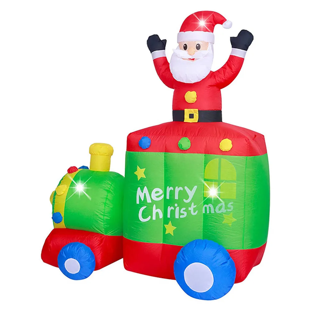 Atable santa claus with train led light toy christmas outdoor decoration yard prop thumb155 crop