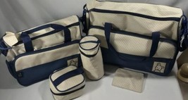 SOHO Diaper Bag Tote Insulated Milk Set Travel Navy Polka Dot Ellie &amp; Luke  NWOT - £23.77 GBP