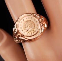 1849 Coin ring - vintage rose gold plate - 14kt - novelty jewelry - indi... - $75.00