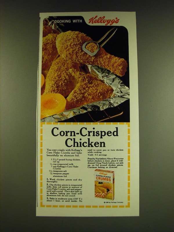 1966 Kellogg's Corn Flake Crumbs Ad - Corn-Crisped Chicken - $18.49