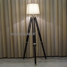 NauticalMart Black Tripod Floor Lamp In Mango Wood - £100.42 GBP