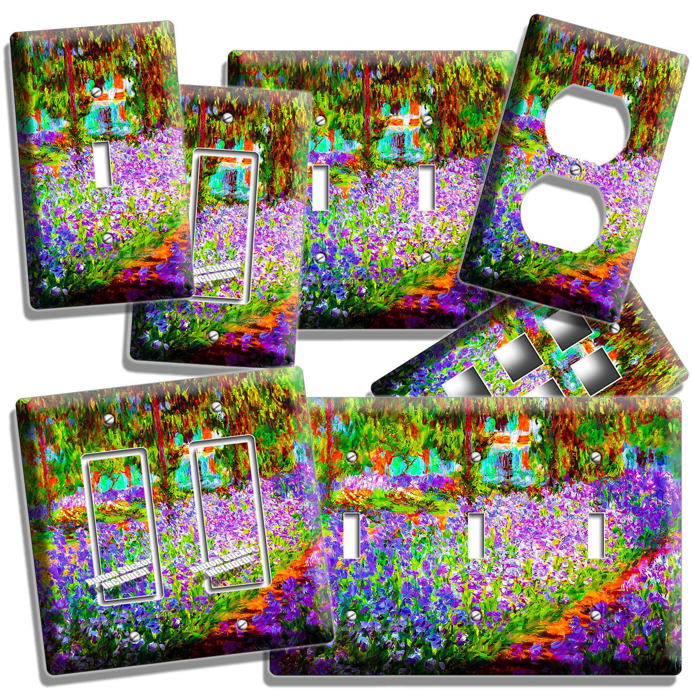 IRISES GARDEN CLAUDE MONET PAINTING LIGHTSWITCH OUTLET WALL PLATE ROOM ART DECOR