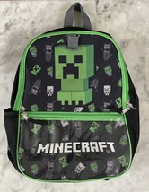 Minecraft Creeper kids zipper Backpack 2020 used Jinx Black Green 17&quot; X 12&quot; - £9.52 GBP