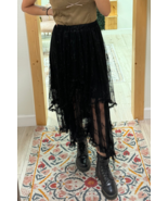 Black Lace Cascading Tiered High Waist Maxi Skirt - $22.74