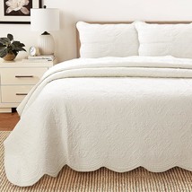 Victorian Medallion Solid Ivory Embossed 100 % Cotton Bedding Quilt Set,... - $185.99