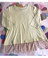 Logo by Lori Goldstein XL Tunic Lace Bottom trim 3/4 sleeve Blouse yello... - $365.38 MXN