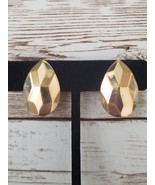 Vintage Avon Clip On Earrings Gold Tone Faceted Teardrop Shape - Heavy Wear - £5.49 GBP