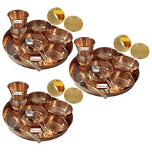Prisha India Craft Set of 3 Traditional Indian Dinnerware Pure Copper Ne... - £153.33 GBP