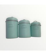 3 pc canister set vintage metal green 8" ,7" 6" heights 5" diameter  - $29.99