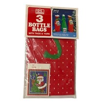Vintage Jeanmarie Christmas Bottle Bags 3 Santa Claus Tags Yarn New Old ... - €9,02 EUR