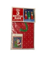 Vintage Jeanmarie Christmas Bottle Bags 3 Santa Claus Tags Yarn New Old ... - €9,02 EUR