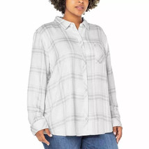 Well Worn Women&#39;s Plus Size 2X White Plaid Soft Long Sleeve Shirt NWT - $9.94 CAD