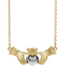 Authenticity Guarantee 
14k Yellow and White Gold Claddagh Necklace - £478.81 GBP