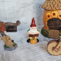 Fall Fairy Garden Set, Sunflower Fairy House, Tiny Gnome Hut, Autumn Fairy Decor image 6