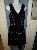 Banana Republic Little Black Dress Fit &amp; Flare White Piping Size 2 Women&#39;s EUC - £25.84 GBP