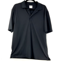 IZOD Golf Men M Black Short Sleeve Polo Shirt Texture Mono Stripe Stretch - £9.66 GBP