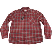 XL- And Now This RED Berry Maroon Flannel Plaid Shirt 50&quot; #PAT0089 - £7.73 GBP