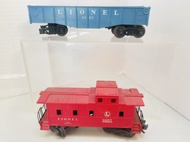 Lionel 2 Train Cars 6042 Gondola Freight Blue - Red Caboose 6257 - O Scale - £17.03 GBP