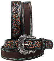 40   Western 1 1/2&quot; Wide Men Women Rodeo Floral Tooled Leather Belt 26FK66TR - $49.49