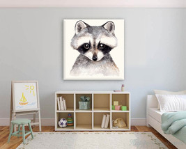 Cute Raccoon Canvas Print Nursery Decor Kids Room Wall Art Watercolor Illustrati - £47.56 GBP