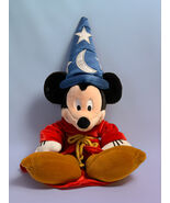 Disney Sorcerer Mickey Mouse Plush Fantasia Wizard Hat Red Robe 12in - $17.98