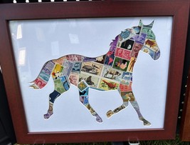 Horse-a-Trotting! - Vintage Postage Stamp Collage Art - £70.00 GBP