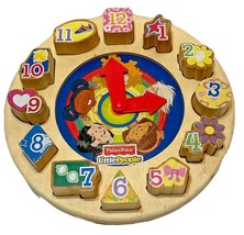 Fisher Price Little People Wooden Discovery Time Puzzle Clock Mattel - $12.60