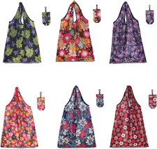 Elephant package 6 Pcs Shopping Bags with Hook Washable Reusable Grocery Bags wi - £18.78 GBP