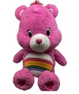 Care Bear s Plush 2015 Rainbow Cheer Bear Pink White 21&quot; by Just Play - $14.18