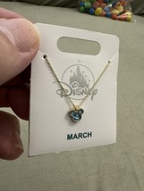 Disney Parks Mickey Mouse Aquamarine March Faux Birthstone Necklace Gold Color  image 2