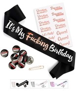 27pcs Birthday Sash, Buttons and Tattoos Kit - Rose Gold Birthday Set fo... - $14.84