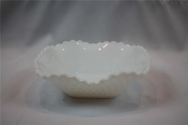 Vintage White Glass Square Candy Trinket Dish Quilted Diamond Pattern 6 1/8x 6 1 - £14.89 GBP