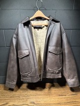 Vintage St. Johns Bay Leather Bomber Jacket Brown Map Lining Motorcycle ... - $84.96