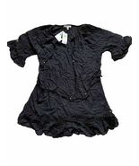 Miken Swim Cover Up Dress Drawstring Neck Waist Ruffled Tiered Black Siz... - $20.69 CAD