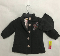 Penelope Mack Coat Girls 24 Months Gray Embroidered Floral Matching Hat ... - $26.60