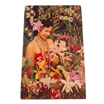 Postcard Lovely Hawaii Hawaiian Women Picking Flowers Chrome Unposted - £5.47 GBP