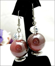 PINK &amp; CLEAR  EARRINGS Pierced Vintage Round GLASS BEADS  Wires 2&quot; Dangle - £10.38 GBP