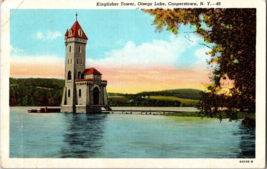 Kingfisher Tower Otsego Lake Cooperstown New York Vintage postcard - £4.61 GBP