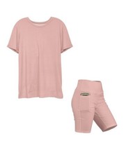 Lily Light Pink Crewneck Tee &amp; Pocket Bike Shorts 4XL - £15.37 GBP