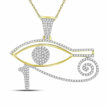 10kt Yellow Gold Mens Round Diamond Eye of Horus Charm Pendant 1/2 Cttw - £462.55 GBP