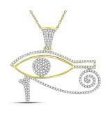 10kt Yellow Gold Mens Round Diamond Eye of Horus Charm Pendant 1/2 Cttw - £466.49 GBP