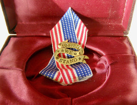 VINTAGE ‘UNITED WE STAND’ with STARS AND STRIPES RIBBON LAPEL PIN - PINC... - $6.93