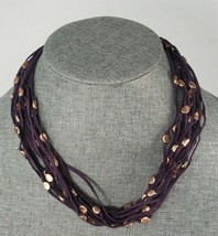  Coldwater Creek Multi Strand Purple Copper And Leather Necklace New - £9.94 GBP