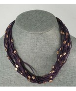  COLDWATER CREEK Multi Strand Purple Copper and Leather Necklace New - $12.49