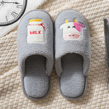 Winter New House Women Slippers Cute Milk Cow Bedroom Warm Plush Couples Shoes N - £21.09 GBP