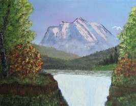 Painting Landscape Original Bob Ross Style Signed Art Water Falls Carla Dancey - £17.93 GBP