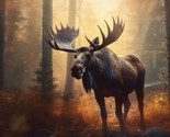 36&quot; X 44&quot; Panel Moose in the Woods Wildlife Animals Cotton Fabric Panel ... - $12.95