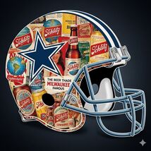 Schlitz Beer Collage Inside Cowboys Helmet 12x8in Metal Sign NFL - $34.67 CAD