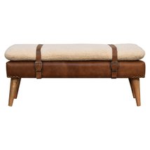 Artisan Furniture Boucle Buffalo Hide Leather Bench - £247.79 GBP