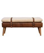 Artisan Furniture Boucle Buffalo Hide Leather Bench - £243.76 GBP